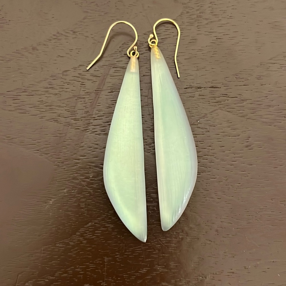 Light sea foam/aqua and gold authentic Alexis Bittar earrings. EUC. Gorgeous.